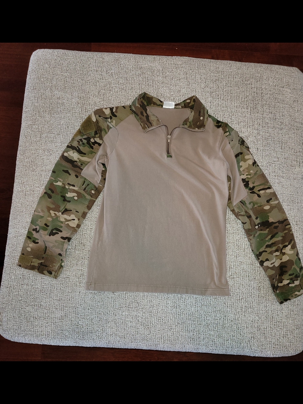 Kids Tactical Camo Sleeve Quarter-Zip Top - Tan/Camouflage